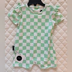Green Checkered Kids One Piece